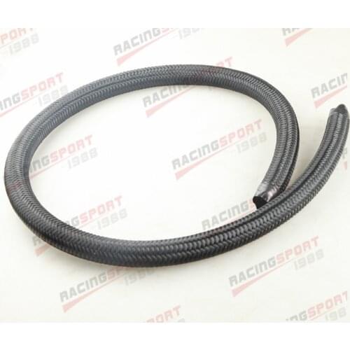 AN6 Nylon Braided Oil Fuel Gas Line Hose 1 Foot Black