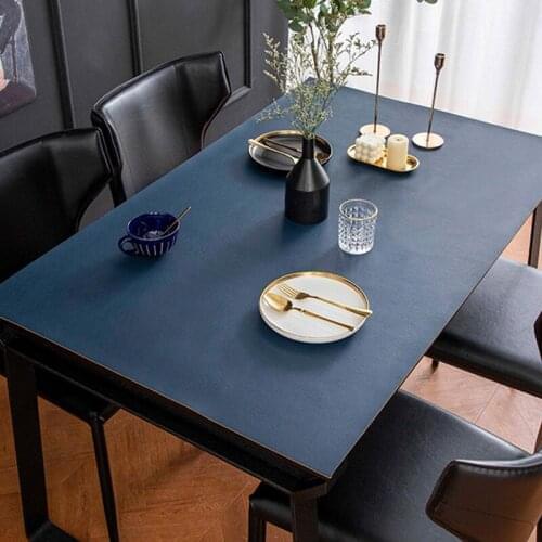 Dining Table Cover Double-Sided PU Leather Desk Mat Durable Oil-Proof Pad Tablecloth Home Office