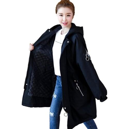 2019 Winter parka women oversize windproof cotton coat loose hooded student casual Outerwear long thicken cotton jacket G690