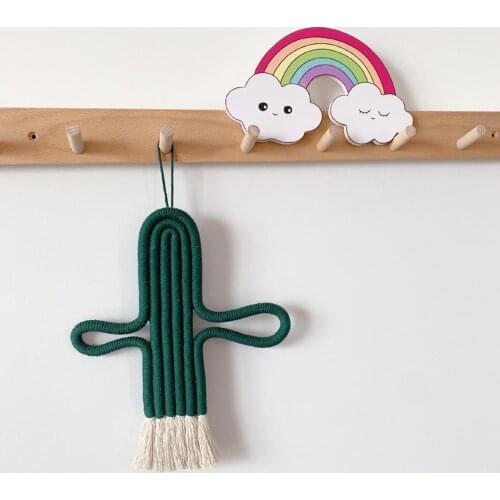 Hand Woven Cactus Pendant Kid Room Hanging Ornament Photography Prop Wall Decor