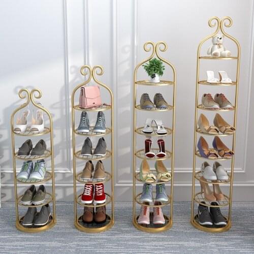 Simple shoe rack household iron multi - layer economical space dormitory small shoe cabinet door dustproof storage shelf