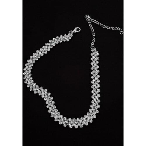 Simple Full Gem Necklace Choker Collar Japanese And Korean Net Red Personality Clavicle Chain Wholesale Trend Item Fashion
