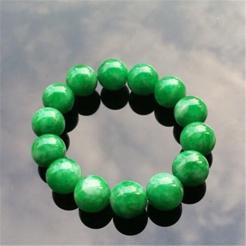 Drop Shipping Natural Green Jades Round Bead Bracelet Single Lap Buddha beads Hand String Bangles Woman Men Fashion Jewelry