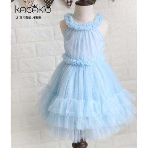 Retail New 2021 Summer Baby Girls Mesh Cake Dress , Girls Princess Sweet Clothes 1-4T