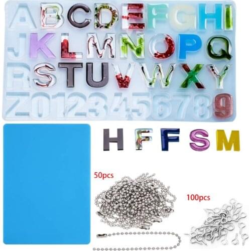Resin Silicone Mold Alphabet Letter and Number Backward with Nonstick Silicone Mat Sheet for Epoxy Jewelry Casting Mould 72XE