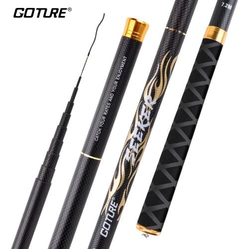 Goture SEEKER Telescopic Fishing Rod Carbon Fiber 2/8 Power Stream Fishing Rod Tenkara Feeder Rod for Carp Ultra-light Hand Pole