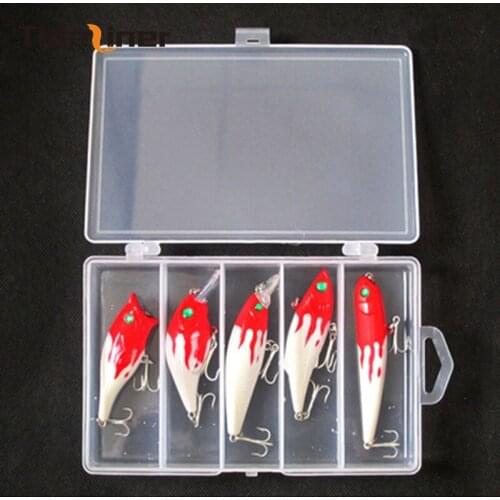 Tideliner 5 pcs Fishing lures set swim poper VIB crank minnow pencil hard lure bait China Fish with box red head Artificial Bait