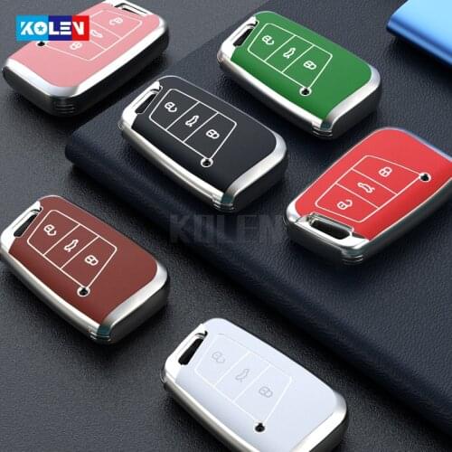 Tpu Leather Car Remote Key Cover Case Shell Fob For VW Volkswagen Magotan Passat B8 Skoda Superb Kodiaq A7 Car Key Protector Fob