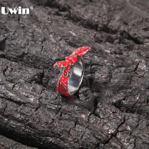 UWIN 2021 Hot Bandana-shaped Couple Rings Cashew Flower Red Yellow Black Rings for Engagement Hiphop Jewelry for Drop Shipping
