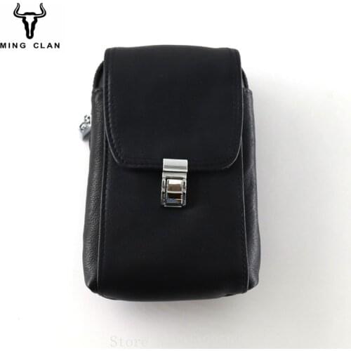 Xiaomi Genuine Leather Mens Shoulder Bag Wear Vertical Mobile Phone Belt Bag multifunctional Fashion Waist Pack Hanging Bag