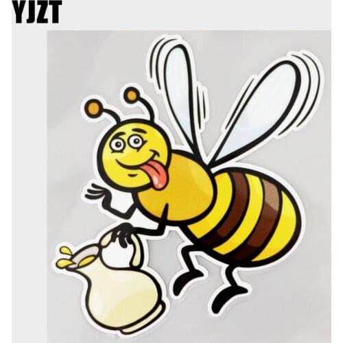 YJZT 13.1CM×14.3CM Lovely Honey Bee Insect Cartoon Decal PVC Car Sticker 11C-0350