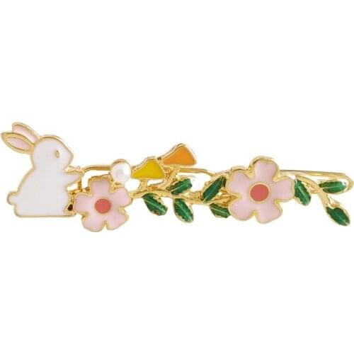 Free shipping 10pcs/lot fashion accessories metal enamel sakura flower rabbit barrettes hairclip hair pin clip Clamp Ornaments