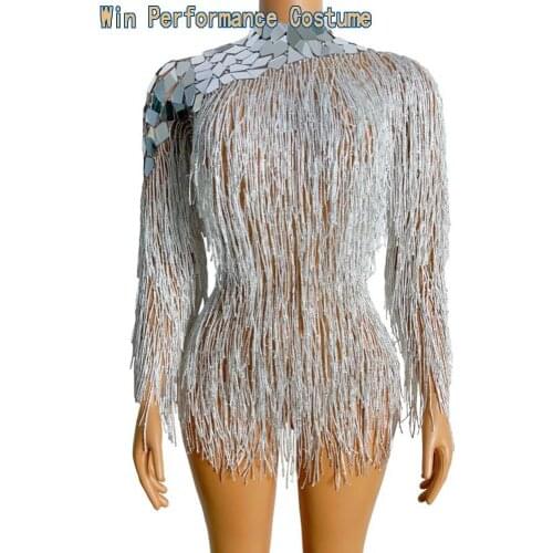 Silver Fringe Women Bodycon Dress Sequined Bling Clubwear Vestidos Backless Slim Sexy Skinny Mini Party Dress Ladies