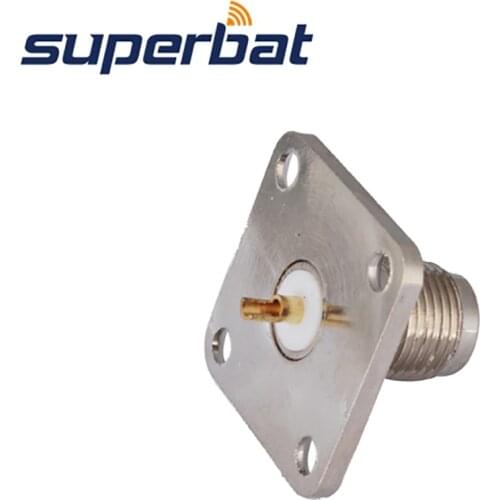 Superbat 10pcs TNC 4 Hole Panel Mount Jack with Solder Cup Wide Flange RF Coaxial Connector