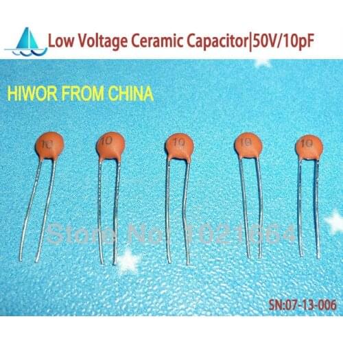 1000pcs/lot)(Ceramic Capacitors|Low) 50V 10pF, Low Voltage Ceramic Disc Capacitor, TOL.10