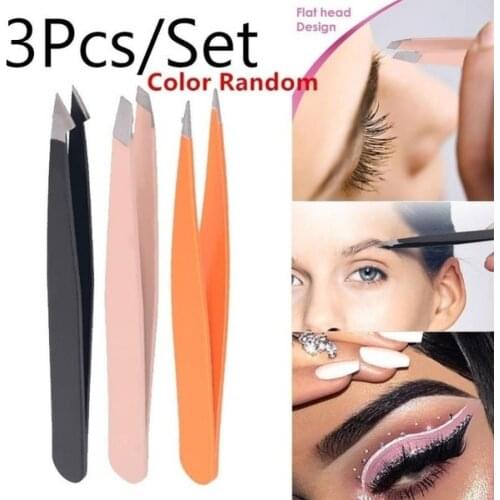 3Pcs Point Slant Knife Tip Eyebrow Removal Tweezers Eyelashes Extension Tools Makeup Tools