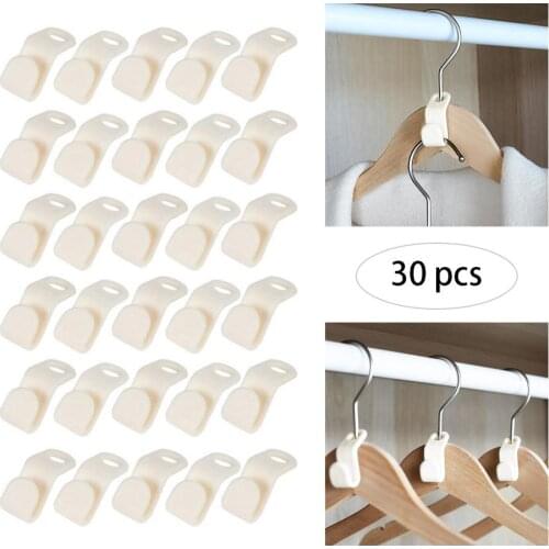 30pcs Clothes Connection Hook Clothes Hanger Clip Drop Connecting Grip Saving Space for Coat Hangers Storage Organzier Hook