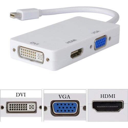 100pcs Thunderbolt Mini Display Port MINI DP Male To HDMI DVI VGA Female 3 in 1 Adapter Converter Cable For Apple MacBook Air