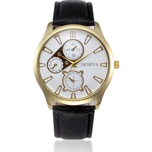 Geneva Fashion Men Watches Leather Band Quartz Wristwatches Men Sports Watches Relogio Masculino reloj hombre heren horloge