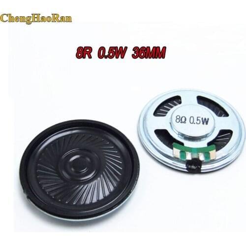 ChengHaoRan 2PCS 0.5W 8R Loudspeaker 36MM 8 Ohms 5W Mini Round Speaker Diameter Thickness 4.8MM Small Horn Doorbell Speaker 8Ohm