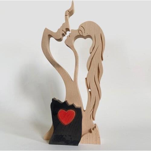 Wooden Sculpture Abstract Natural Wood Figurine Passionate Wine Cabinet Fireplace Bookcase Statue Heart Ornament Craft