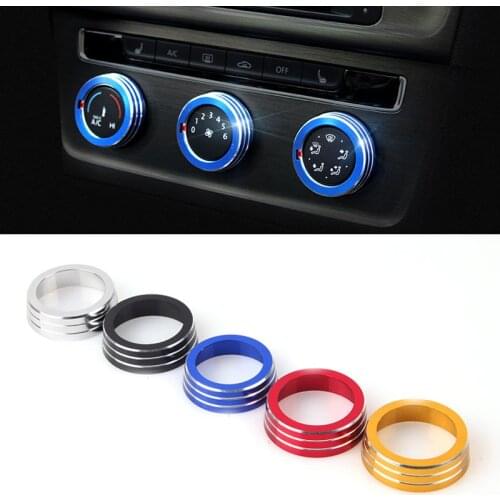 For Volkswagen Golf 7 2014-2017 Car Styling Aluminum 3PCS/SET Air Conditioning Heat Control Switch Knob AC Knob Case