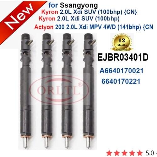 4PC New Injector EJBR04501D 6640170121 Nozzle EJBR03401D A6640170021 6640170221 For SSANGYONG Kyron Actyon JMC Euro 4/3 JMC