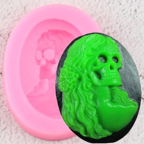 Skull Head Halloween Silicone Mold DIY Cupcake Topper Fondant Cake Decorating Tools Chocolate Gumpaste Candy Polymer Clay Moulds