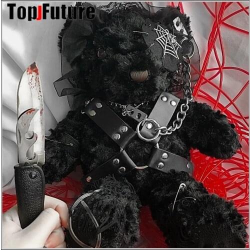 Hip Pop Killer Bear Gothic Punk Chain Strap Cross Body Bag Gothic Lolita Harajuku tote handbag Halloween cosplay props