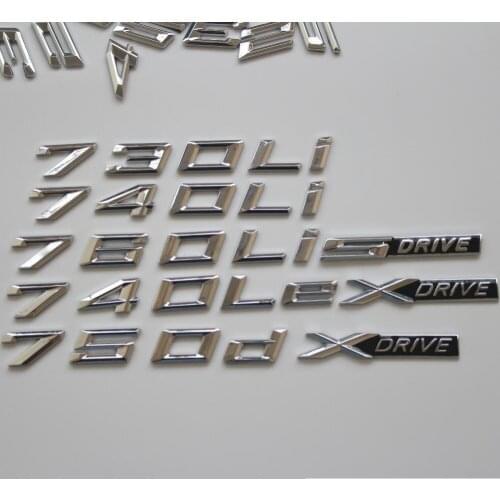 Chrome Trunk Letters Badge Badges Emblem Emblems for BMW 730d 740d 750d 725d 750i 750Li 740e 740Le 740i 740Li 760Li 740Ld XDrive