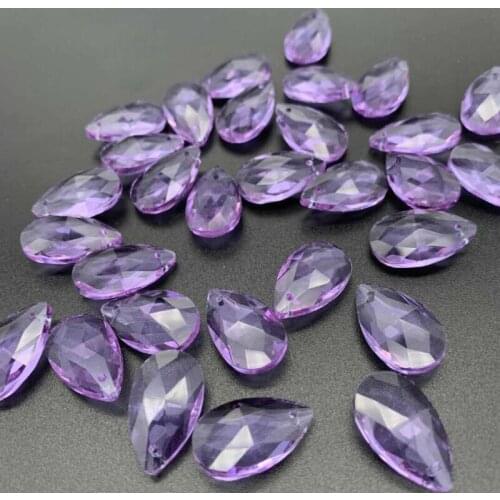 20Pc LAVENDER Facted GLASS CRYSTAL Beads Chandelier Part Prisms SUNCATCHER Spacer Connector DIY