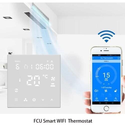 FCU Room Temperature Controller WiFi Smart Thermostat for Central Air Conditioner Fan Coil Units Cooling Heating Ventilation