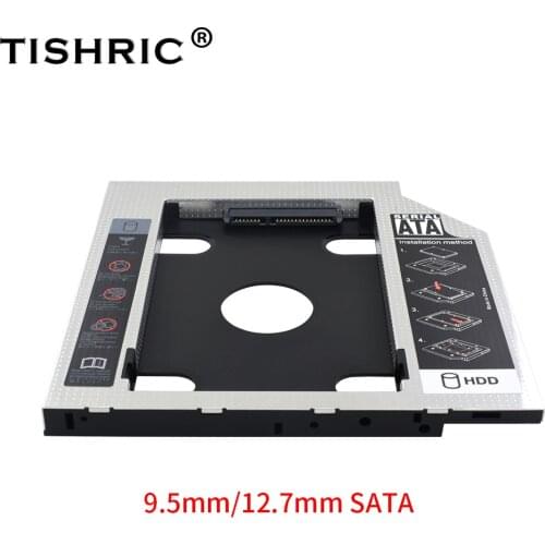 TISHRIC Aluminum/Plastic 2nd HDD Caddy 9.5mm 12.7mm Hard Disk Enclosure 2.5 3.0 SATA Caddy SSD Case Hdd Box For Laptop DVD-ROM