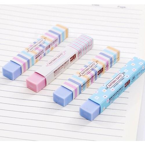 1 Pcs Candy Colors Stripe Erasers Office Cute Colourful Stationery Student Gift