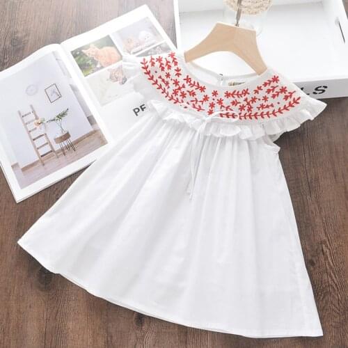 Summer Dress For Girls Beach Clothes Embroidery White Toddler Girl Clothes Children `S Dress 2-7 Year Party Kid Dresses For Girl