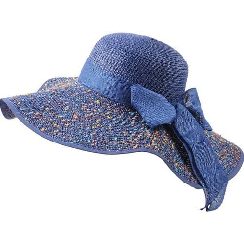 Summer Women Beatch Straw Hats Womens Big Bowknot Floppy Foldable Roll up Beach Cap Sun Hat for Travel UV UPF 50+FURTALK