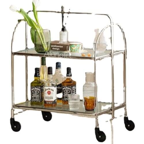 2021 Best-Seller Steel Chromed Hotel Trolley Bar Cart with Glass Shelf