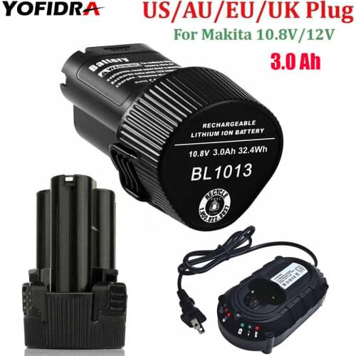 10.8V-12V 3000mAh Rechargeable For Makita Battery+Charger For Makita BL1013 BL1014 Screwdriver Power Tool Replacement Battery