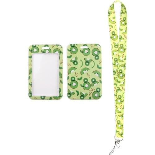 MD515 DMLSKY Cartoon Kiwi Fruit Card Holder ID Holder Bus Card Holder Staff Card With Lanyard