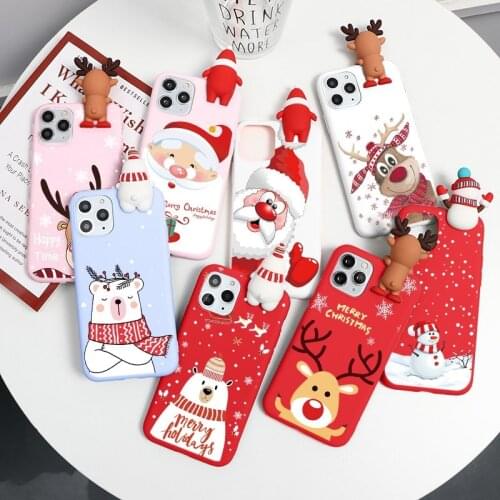 Cute 3D Doll Cartoon Christmas Santa Reindeer Case For iPhone 11 Pro 12 13 Pro Mini Max 6s 7 8 6 Plus X XR XS SE 2020 TPU Cover