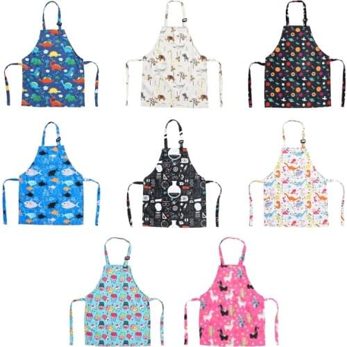 Cute Kids Apron Adjustable Cotton Aprons for Boys Girls Children Bib Aprons
