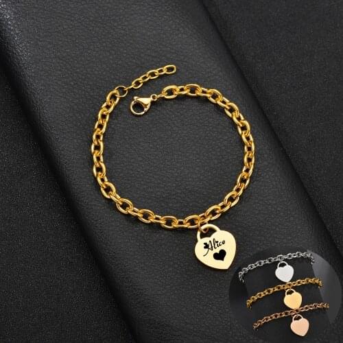 Fashion Custom Woman Name Bracelets Gold Stainless Steel Adjustable Kids Adult ID Bracelet Personalized Girls Boy Birthday Gift