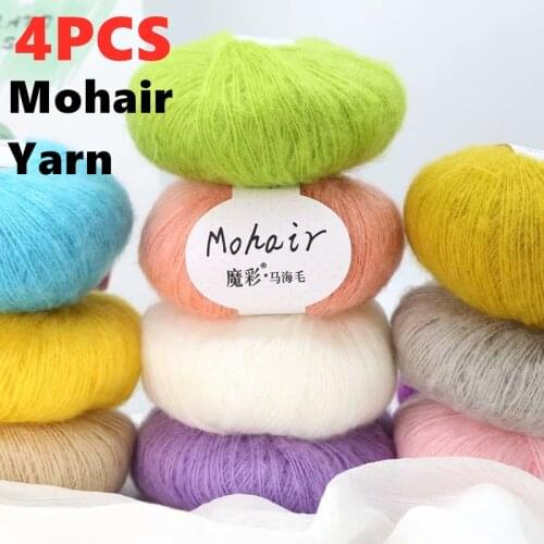 4pcs Mohair Yarn Fine Hand-woven Color Sweater Super Soft Crochet Skin-Friendly Baby Wool For Knitting Sweater Shawl