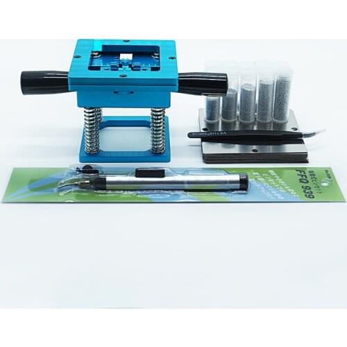 90mm BGA Reballing Kit Universal BGA Stencils Holder Jig 25K Solder Ball 0.25 0.45 0.5 0.6mm Anti-static Tweezers Brush Gloves