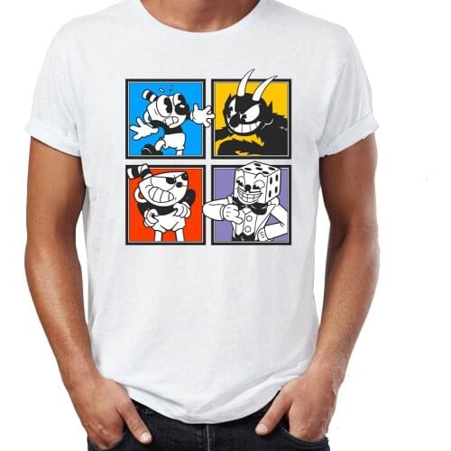 New Men short sleeve t-shirt Cuphead Artwork Awesome Gaming Gamer short sleeve t shirt tees tops harajuku streetwear