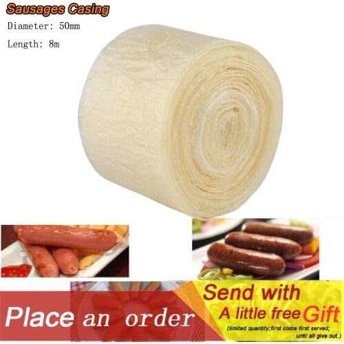 50mm 8m Edible Sausage Casings Packaging Pork Intestine For Sausage Tube Casing for Sausage BBQ Hot Dog Hamburger Sausage Tools