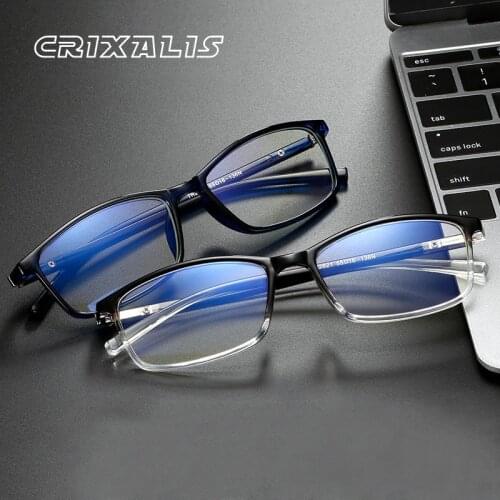 CRIXALIS Reading Glasses Men 2021 Fashion Rectangle Blue Light Blocking Eyeglasses Women Prescription Optical Eyewear Male UV400