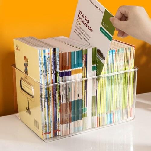 Student Picture Books Organizer Desktop Baskets Desktop Book Storage Container Transparent Makeup Storage Box Room Decoration