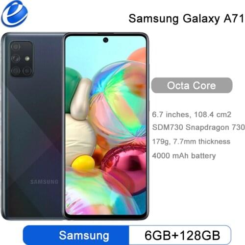 Original Samsung Galaxy A71 6GB 128GB Mobile Phone 6.7" Quad Camera 64MP 32MP 4500mAh 4G Smartphone