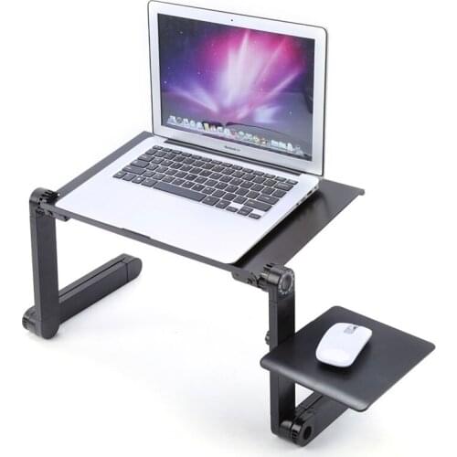 Portable Folding Laptop Desk 360 Degree Adjustable Aluminum Alloy Notebook Stand Bed Tray Ergonomic Laptop Table With Mouse Pad